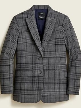 NWT J CREW SOMMERSET BLAZER IN GREY PLAID ITALIAN WOOL size 10 `NWT
